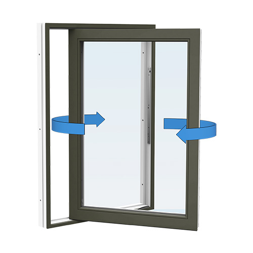 Energi Aluminium Sideswing-fönster 7, 12, Olivgrön