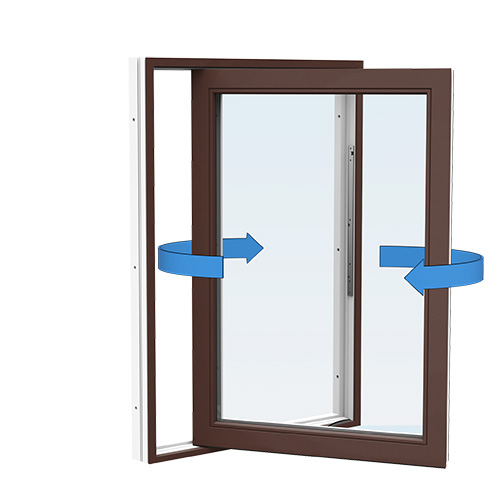 Energi Aluminium Sideswing-fönster 6, 8, Nötbrun