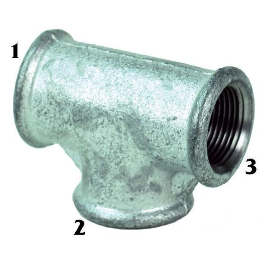 Gelia 3015156022 T-rör galv, aducerad, rak G15 (1/2")