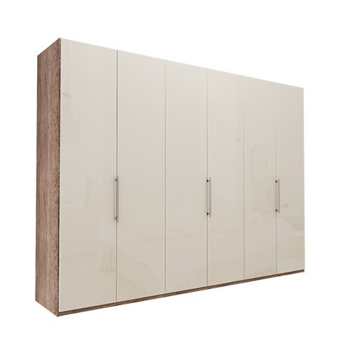 Garderob Atlanta - Mörk rustik ek 300 cm, 236 cm, Utan kornisch / ram