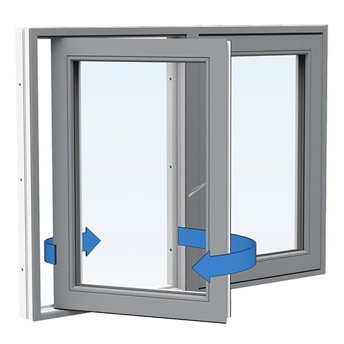 Energi Aluminium Sideswing-fönster 17, 11, Askgrå