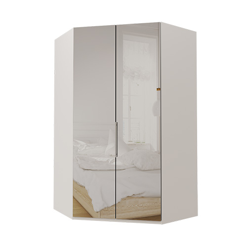 Walk-in Atlanta garderob 236 cm, Spegel, Vit