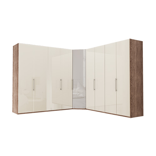 Garderob Atlanta - Mörk rustik ek 200 + hörn + 200, 216 cm