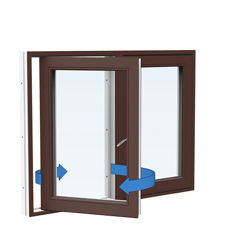Energi Aluminium Sideswing-fönster 17, 13, Nötbrun