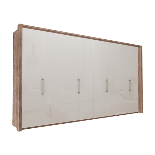 Garderob Atlanta - Mörk rustik ek 400 cm, 216 cm, Med ram