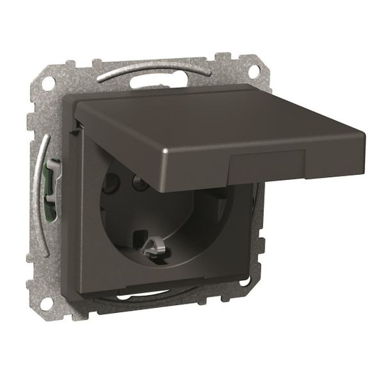 Schneider Electric WDE003177 Vägguttag 1-vägs, jordat, lock Antracit