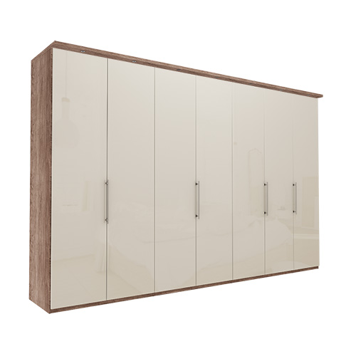 Garderob Atlanta - Mörk rustik ek 350 cm, 236 cm, Med kornisch