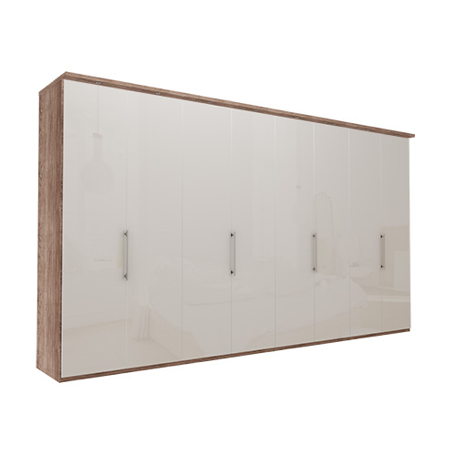 Garderob Atlanta - Mörk rustik ek 400 cm, 236 cm, Med kornisch