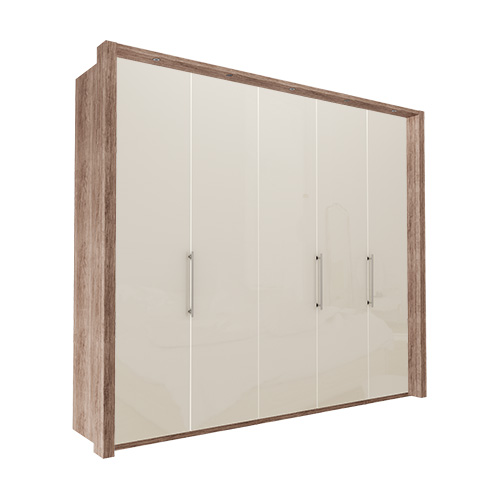 Garderob Atlanta - Mörk rustik ek 250 cm, 216 cm, Med ram