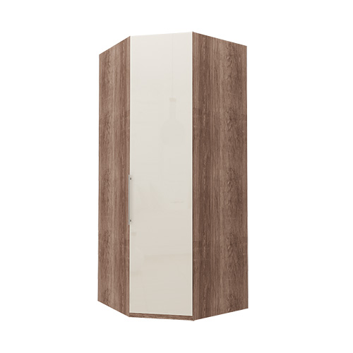 Hörn Atlanta garderob 236 cm, Mörk rustik ek, Magnolia glas