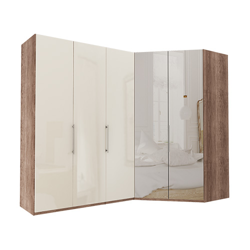 Garderob Atlanta - Mörk rustik ek 150 cm, 216 cm, Walk-in