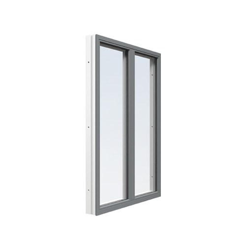 Energi Aluminium Fast fönster med mittpost 15, 10, Askgrå