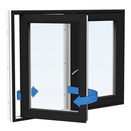 Energi Aluminium Sideswing-fönster 18, 10, Svart