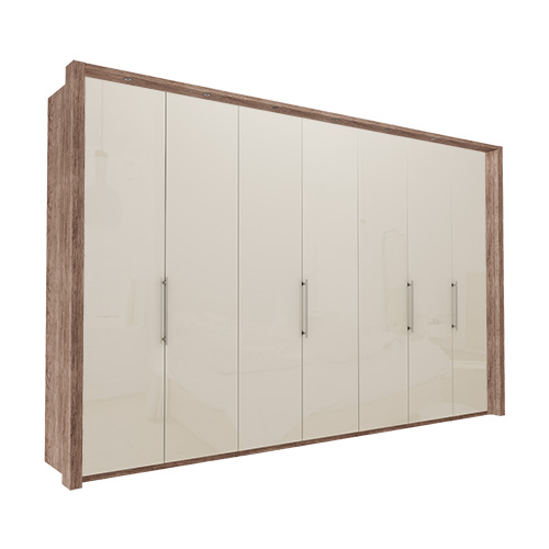 Garderob Atlanta - Mörk rustik ek 350 cm, 216 cm, Med ram