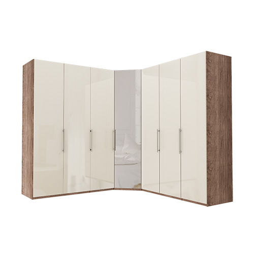 Garderob Atlanta - Mörk rustik ek 150 + hörn + 150, 236 cm