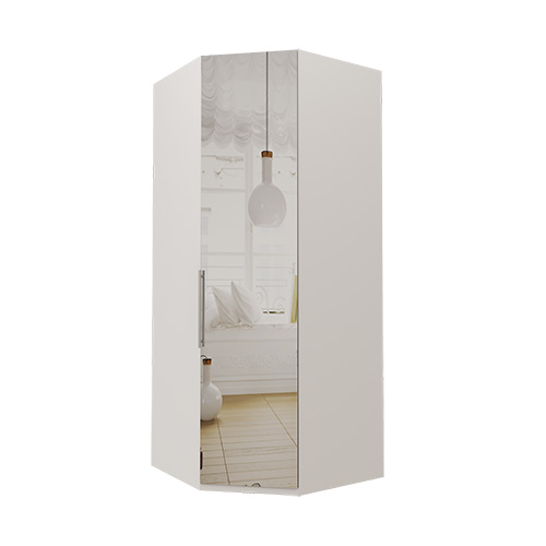 Hörn Atlanta garderob 236 cm, Spegel, Vit