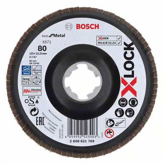 Bosch Best for Metal Lamellslipskiva med X-LOCK X571, vinklad 125 mm, G 80