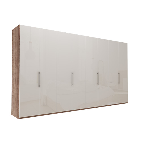 Garderob Atlanta - Mörk rustik ek 400 cm, 216 cm, Utan kornisch / ram