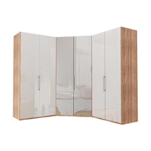 Garderob Atlanta - Ljus rustik ek 100 + walk-in + 100, 216 cm
