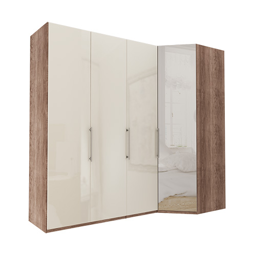 Garderob Atlanta - Mörk rustik ek 150 cm, 236 cm, Hörn
