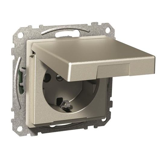Schneider Electric WDE004177 Vägguttag 1-vägs, jordat, lock Metall