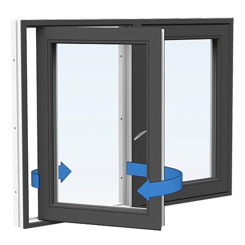 Energi Aluminium Sideswing-fönster 18, 13, Antracitgrå