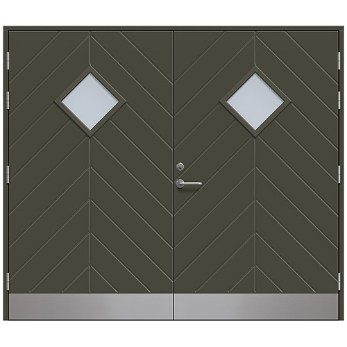 Slagport Saxtorp 2500 x 2100 mm, Klarglas, Olivgrön