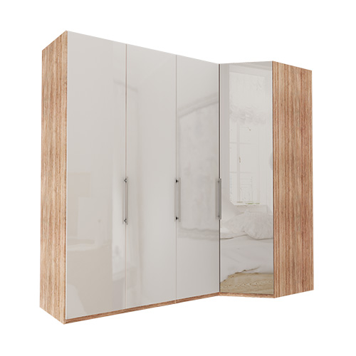Garderob Atlanta - Ljus rustik ek 150 cm, 236 cm, Hörn