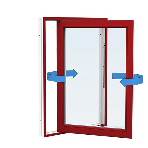 Energi Aluminium Sideswing-fönster 7, 14, Röd