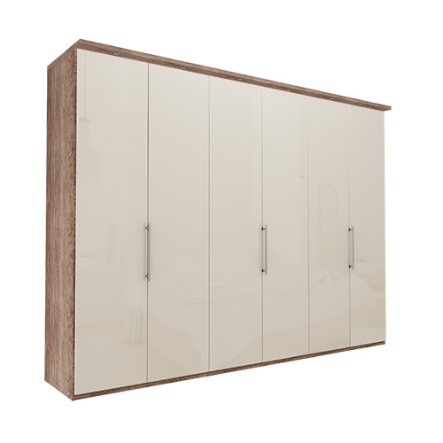 Garderob Atlanta - Mörk rustik ek 300 cm, 216 cm, Med kornisch