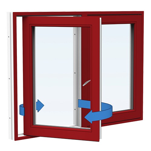 Energi Aluminium Sideswing-fönster 19, 8, Röd