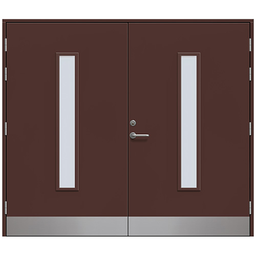 Slagport Stehag 2500 x 2100 mm, Frostat glas, Nötbrun