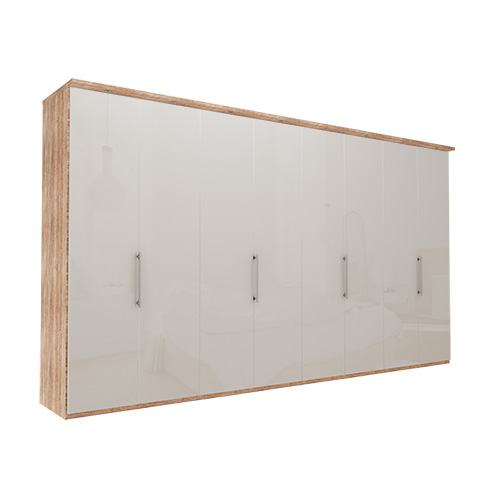 Garderob Atlanta - Ljus rustik ek 400 cm, 236 cm, Med kornisch