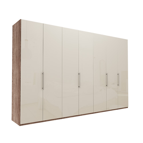 Garderob Atlanta - Mörk rustik ek 350 cm, 236 cm, Utan kornisch / ram